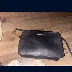 Michael Kors Black Crossbody Bag with Gold Accents